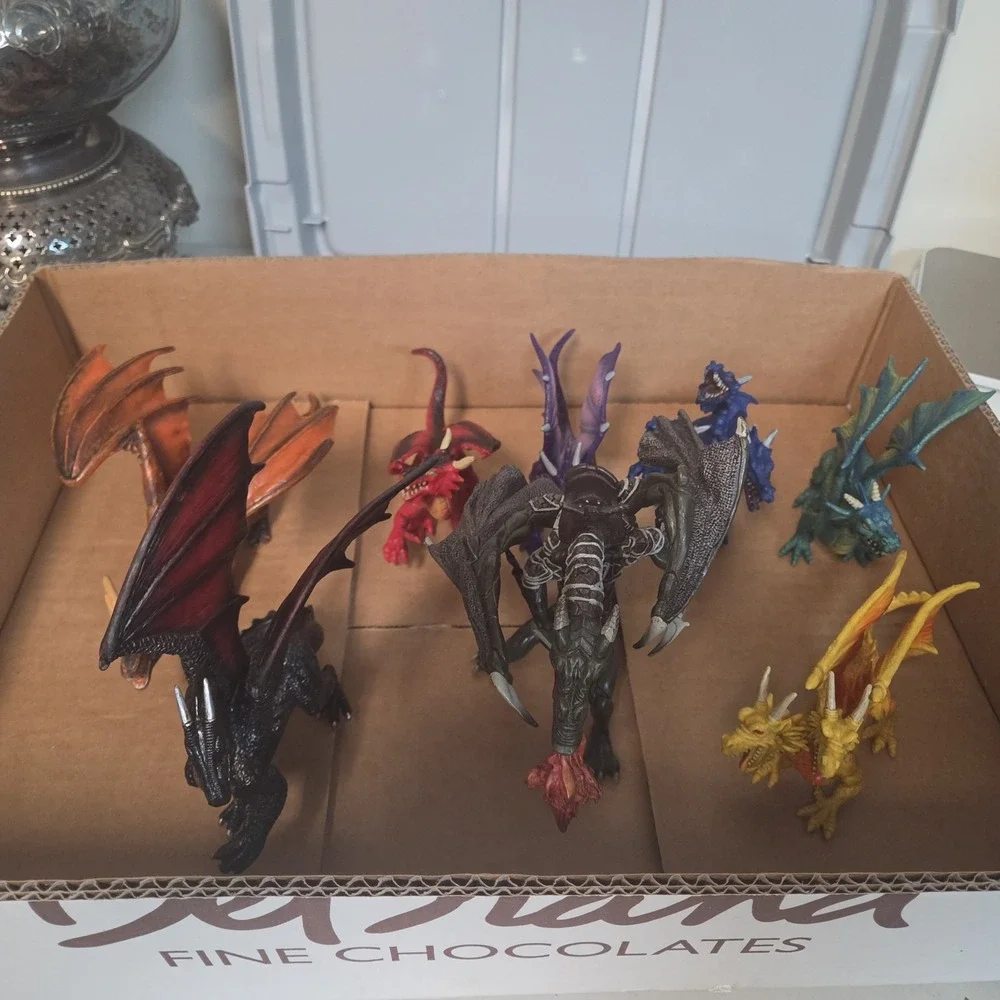 Lot Of Dragon Figures‎ Fantasy Mythical Papo Mojo Hydra Dual-head Cyber Dragon